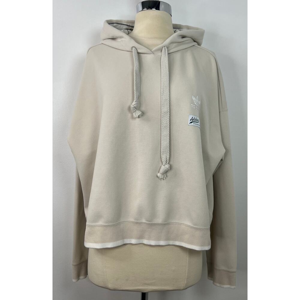 Adidas Women's Cropped Pullover Hooded Sweater Long Sleeves Streetwear Size XL